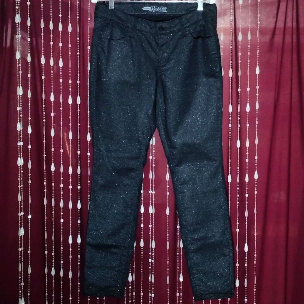Size 12 NWOT Black Glitter Old Navy Rockstar Skinny Jeans